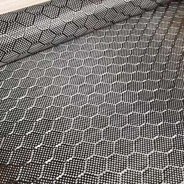 3K 240g Football Hexagonal Honeycomb Black Carbon Fiber Cloth 1m*5m